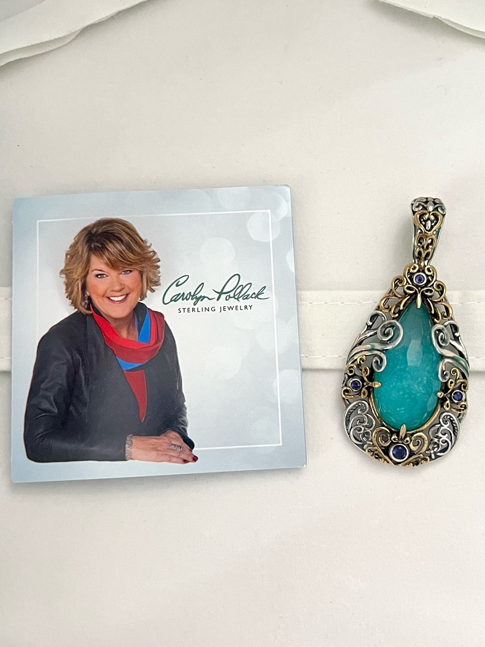 Carolyn Pollack Relios 925 Silver Brass blue quartzite amethyst pendant - Picture 12 of 13
